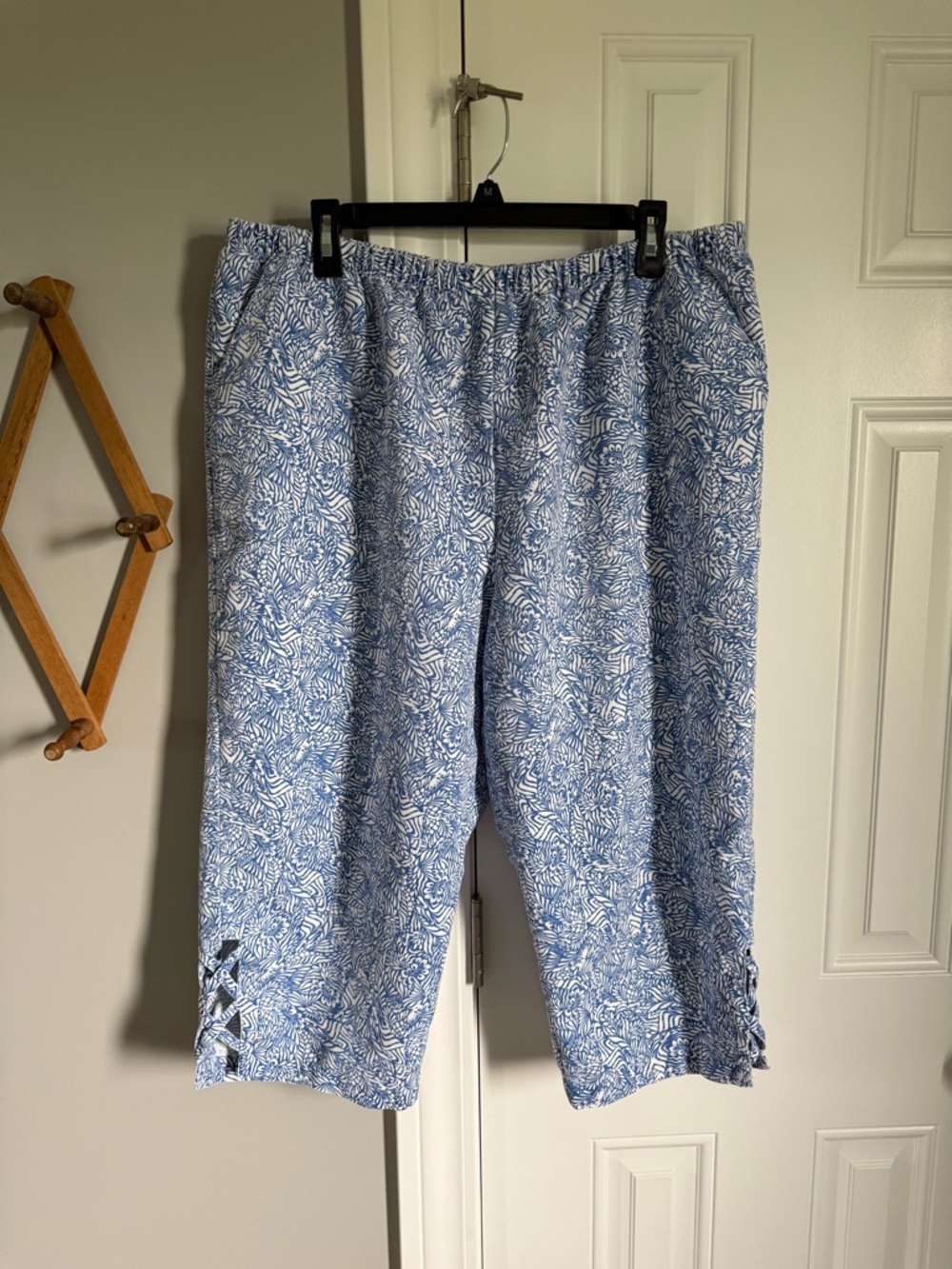 Blair Blue and White Printed Capris